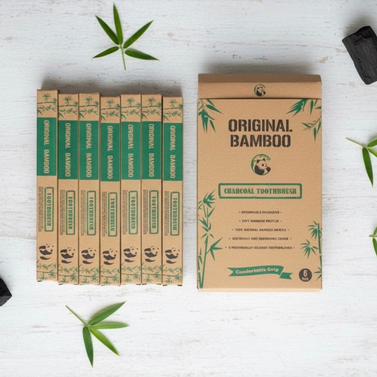 Bamboo Toothbrushes - Pack of 6